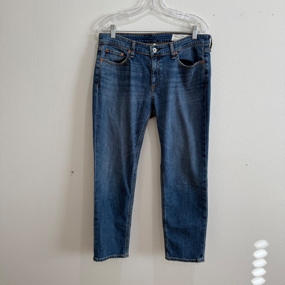 Rag & Bone Dre Low-Rise Slim Boyfriend Jeans Julienne Blue Size 28 Distressed